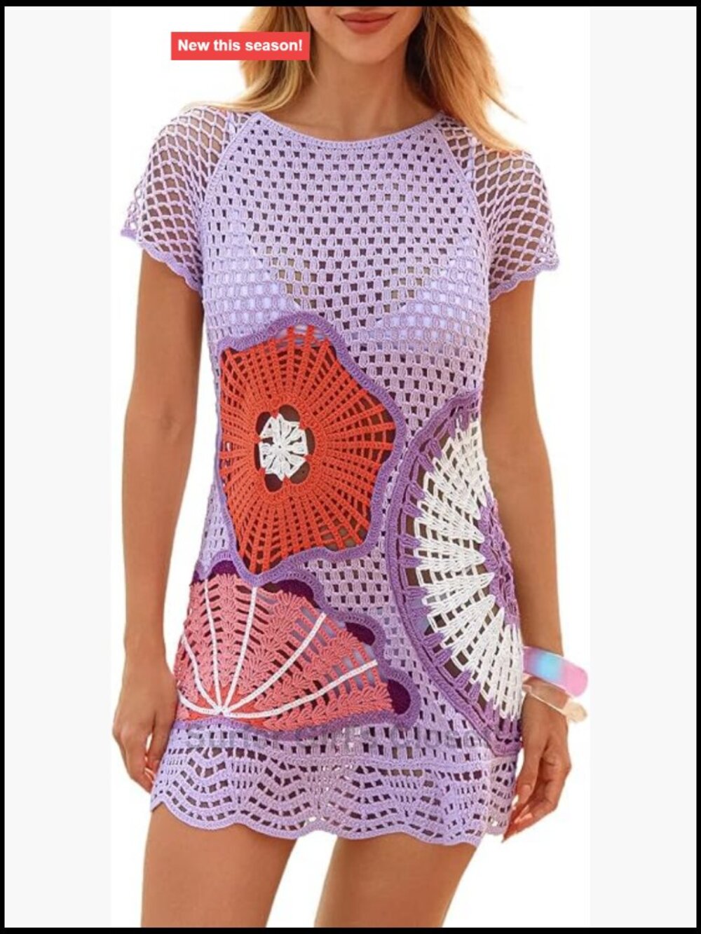 3D Floral Crochet Beach Cover Up Dress | Boho Swimwear Coverup